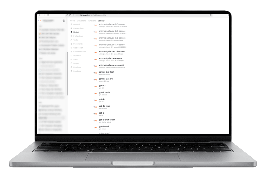 Laptop displaying a GPT style user interface.